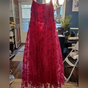 Fuchsia Glitter Corset Gown Size 16
